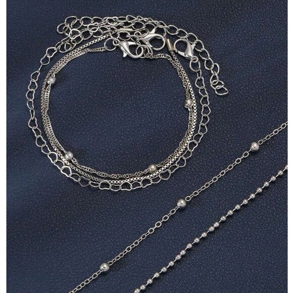 5 Pc Metal Beads & Chain Bracelet Set - Picture 3 of 4